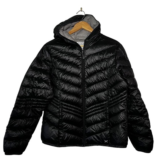 Xersion Packable Down Jacket Womens Large Hooded Lightweight Puffer Premium - Picture 1 of 12